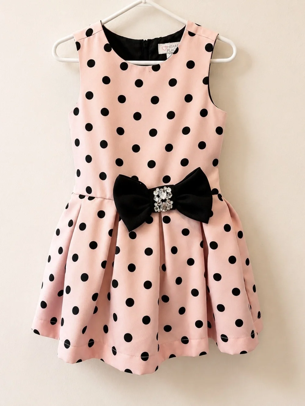 1989 place Children’s Place Girls Polka Dot Party Dress Pink Black Sleeveless 4T